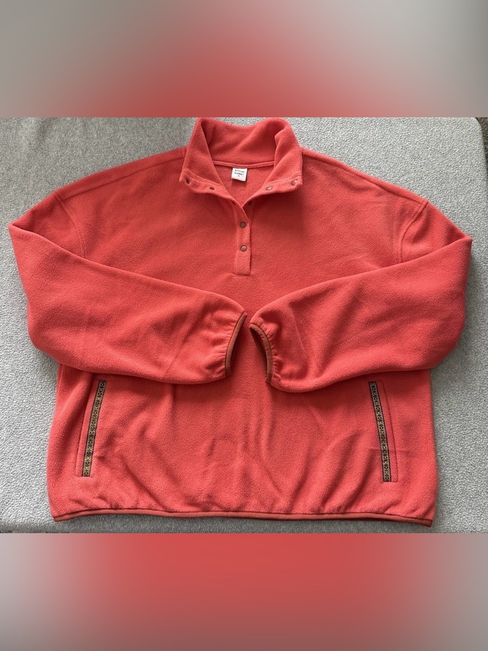 Stoic Fleece Snap Pullover Women Large Red Chelsea Sweatshirt Gorp Granola Hike